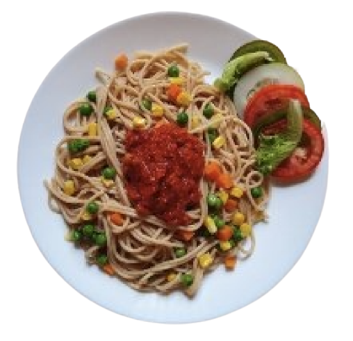 Dish with pasta and vegetables